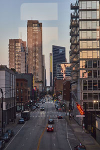 High angle view of city street