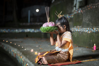 Side view of woman looking away