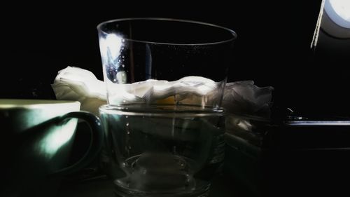 Close-up of beer on table