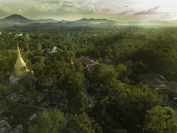 High angle view of townscape against sky