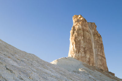 Low angle view of rock formations against clear sky