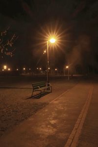 Illuminated lights at night