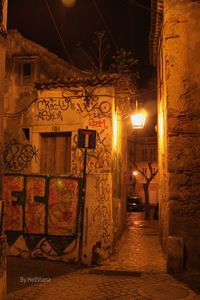 Illuminated building at night