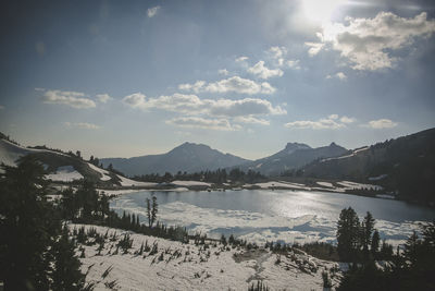 Scenic view of lake against sky