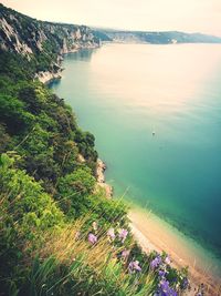 High angle view of sea against sky