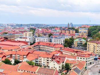 High angle view of townscape against sky