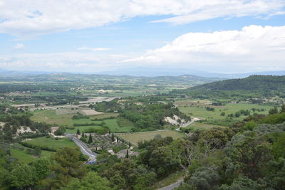 High angle view of townscape against sky