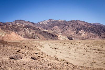 Death valley desert against clear sky