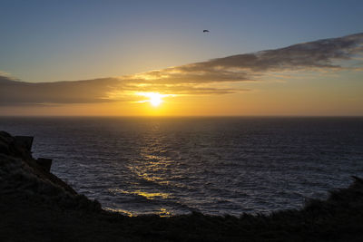 Scenic view of sea at sunset