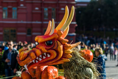 Close-up of dragon statue