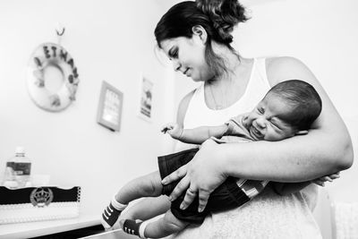 Mother and daughter at home