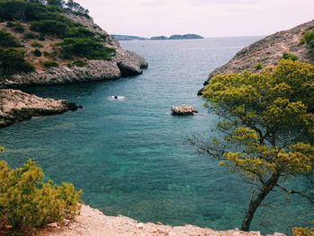 High angle view of sea against sky