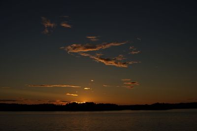 Scenic view of lake against sky at sunset