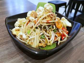 High angle view of meal served in plate