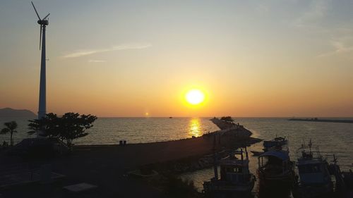 Scenic view of sea at sunset