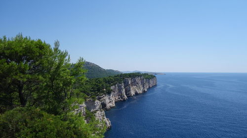 Scenic view of sea against clear sky