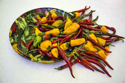 High angle view of vegetables on white background