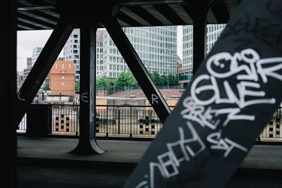 Graffiti on column under bridge