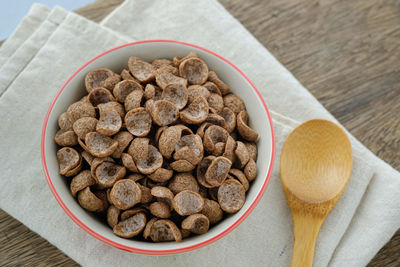 High angle view of dessert in bowl on table