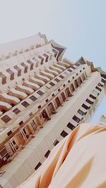 Low angle view of buildings against clear sky