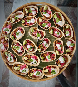 High angle view of food on table