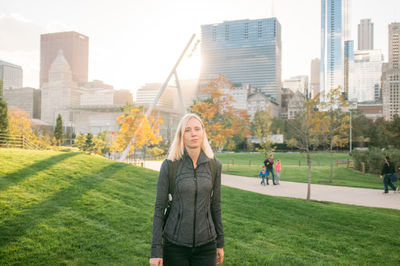 Woman standing in park