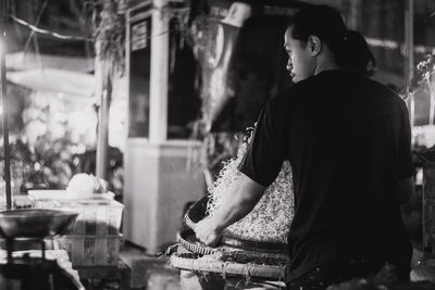 Activities at the traditional market at night