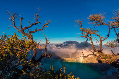 Scenic view of lake against blue sky