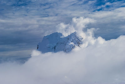 Scenic view of snowcapped mountain against sky