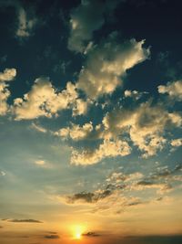 Low angle view of sky at sunset