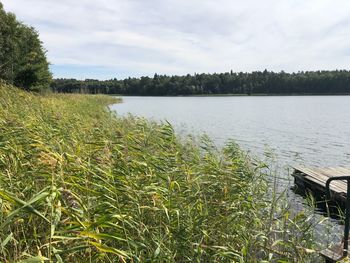 Scenic view of lake against sky