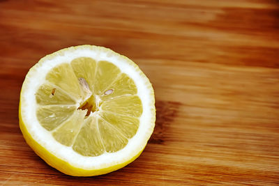 High angle view of lemon on table