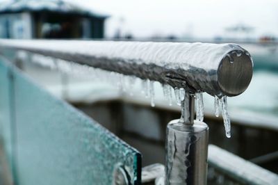 Close-up of snow on roof