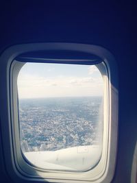 Cropped image of airplane window