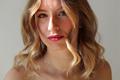 Close-up portrait of a beautiful young woman