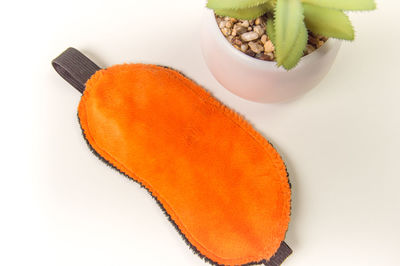 High angle view of orange fruit on table