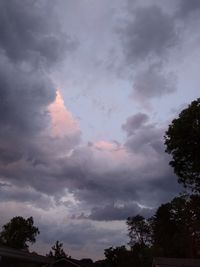 Low angle view of silhouette trees against sky during sunset