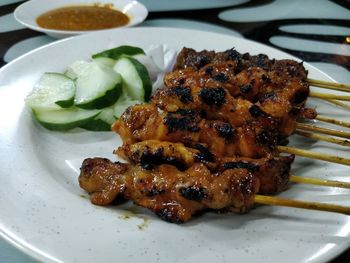 Close-up of meat served in plate