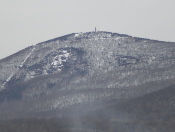 Low angle view of trees on mountain against sky