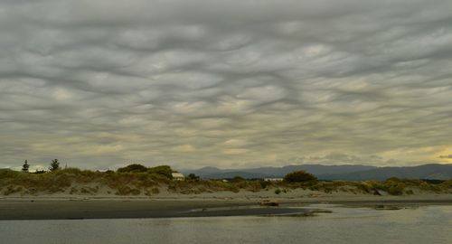 Scenic view of sea against cloudy sky