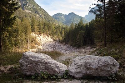 Scenic view of rocky mountains against sky