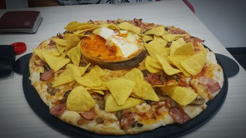 Close-up of served food in plate