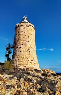 Low angle view of lighthouse against sky