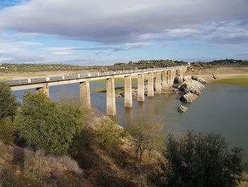 Bridge over river against sky