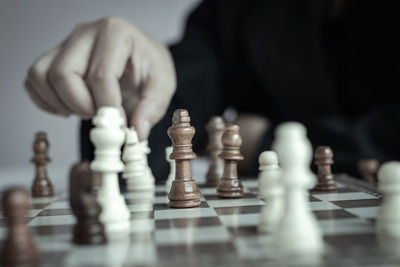 Close-up of chess pieces