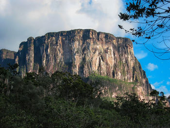 Low angle view of rock formation against sky