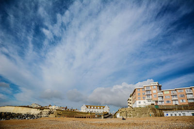 Low angle view of buildings against sky