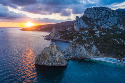 Scenic view of sea against sky during sunset