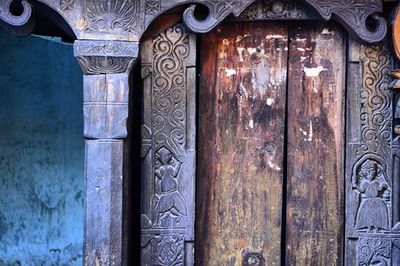 Closed door of old building