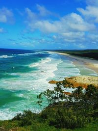 Scenic view of sea against cloudy sky